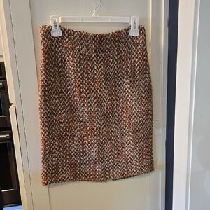 J. Crew Brown and Orange Tweed Pencil Skirt